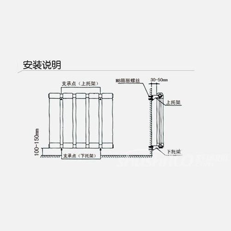 暖氣片安裝示意圖